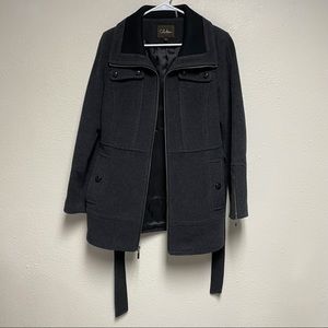 Cole Haan Women's Black Wool Blend Zip-Front Coat